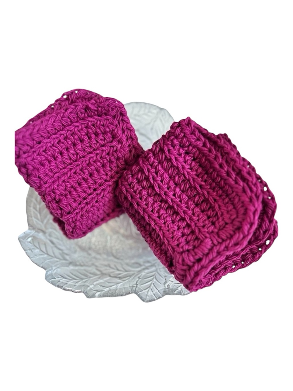 HAND CRAFTED Colorful Crocheted Two 100% Cotton All Purpose Dish or Wash Cloths